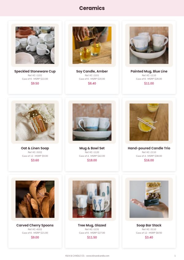 Retailer Catalog — product page, 3 × 3 grid