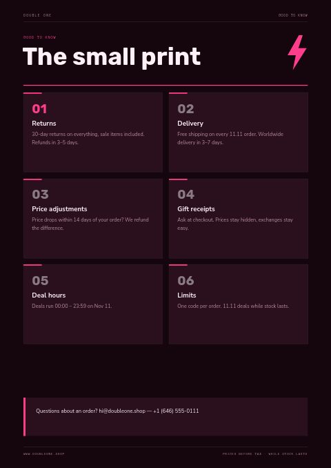 Singles’ Day 11.11 — Notes / Terms page