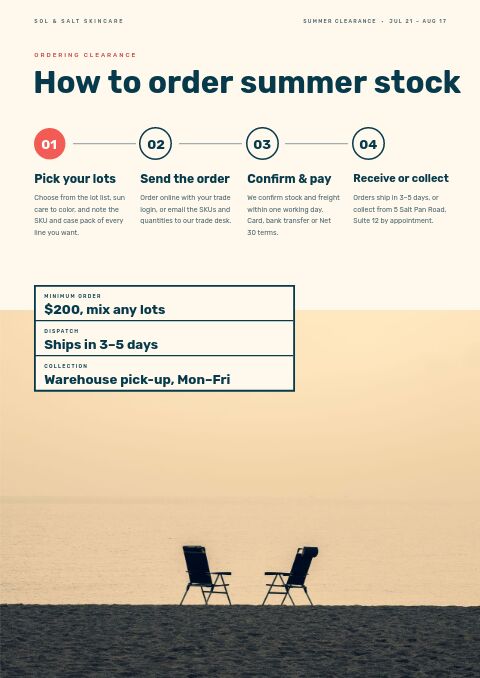 Summer Clearance — How to Order page