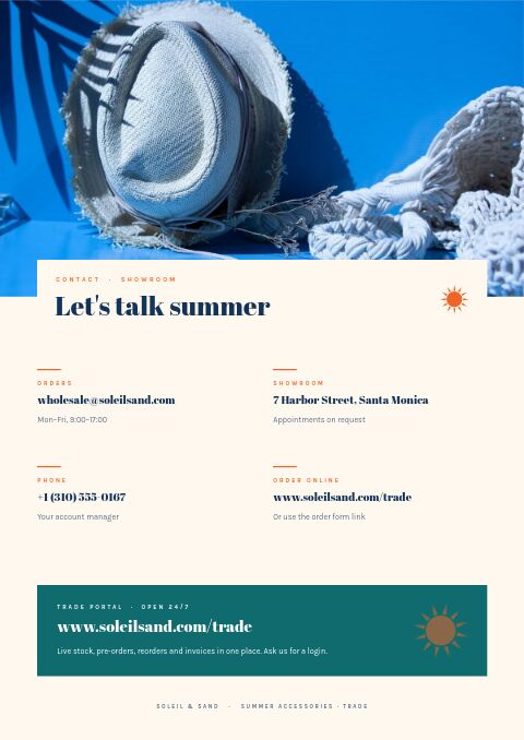 Summer Collection — Contact / Info page
