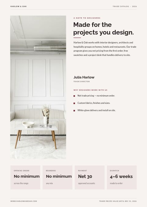Trade Catalog — Welcome / About page