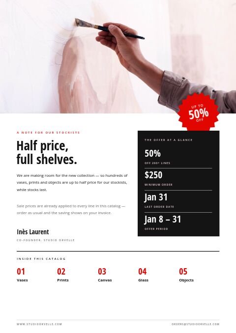Up to 50% Off — Welcome / About page