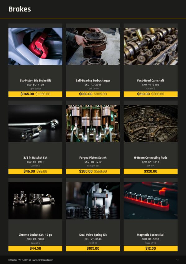 Warehouse Sale — product page, 3 × 3 grid