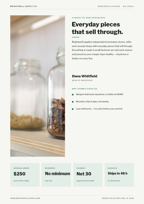 Wholesale Catalog — Welcome / About page