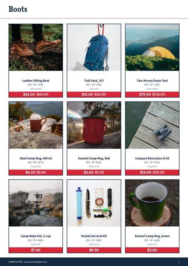 Winter Clearance — product page, 3 × 3 grid