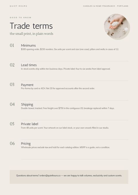 Candles & Home Fragrance — Notes / Terms page