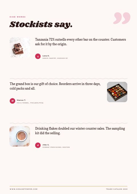 Chocolate & Confectionery — Testimonials page