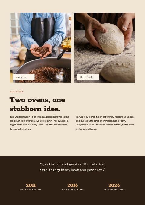 Coffee & Bakery — Brand Story page
