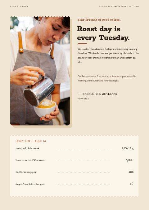 Coffee & Bakery — Welcome / About page