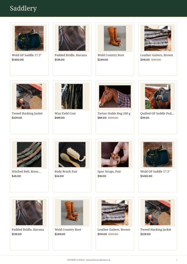 Equestrian & Country — product page, 4 × 4 grid