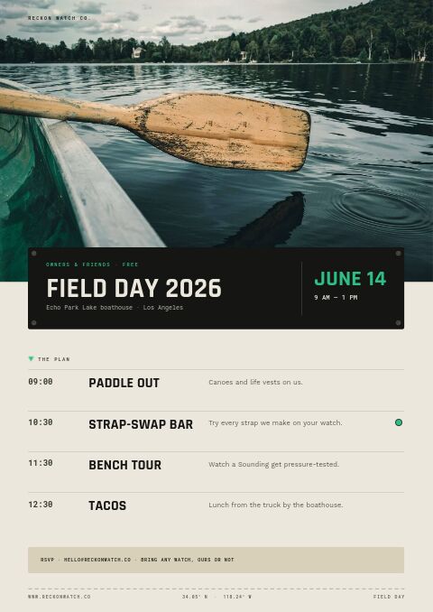 Field & Dive Watches — Event / Launch page