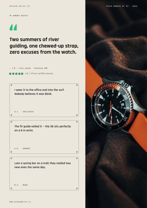 Field & Dive Watches — Testimonials page