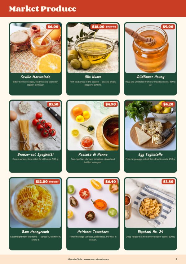 Food & Beverage — product page, 3 × 3 grid