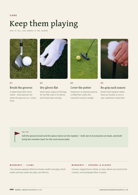 Golf & Club — Care Instructions page