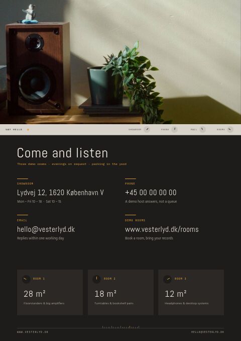 Hi-Fi & Audio — Contact / Info page