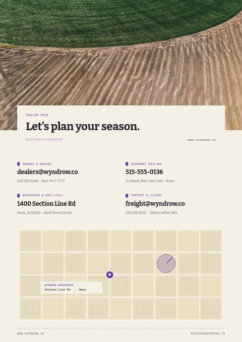 Agricultural Supplies Premium — Contact / Info page