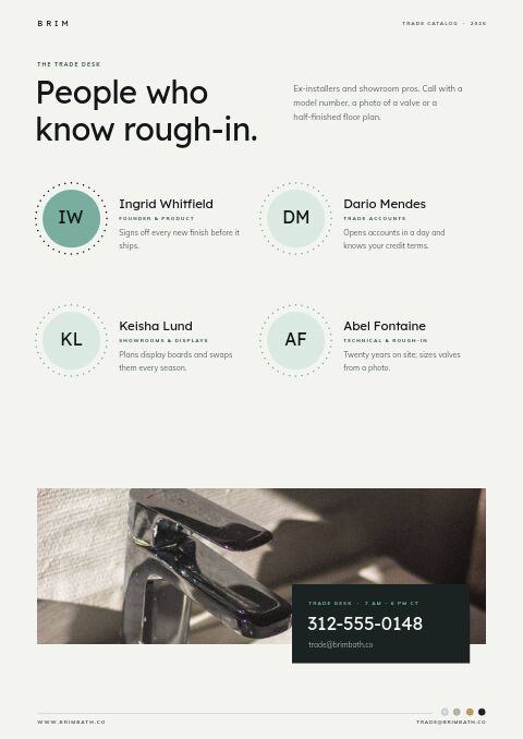 Bathroom Fixtures Premium — Meet the Team page