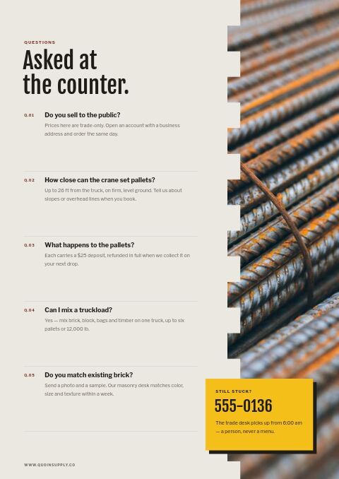 Building Materials Premium — FAQ page