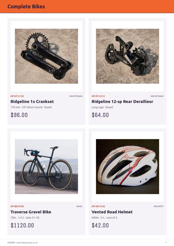 Cycling Premium — product page, 2 × 2 grid