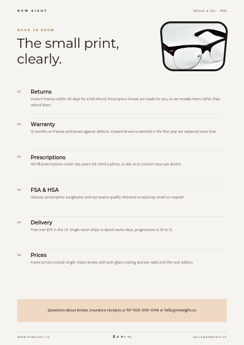Eyewear Premium — Notes / Terms page
