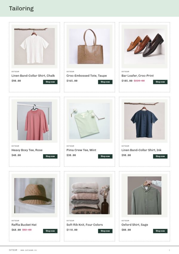 Fashion Premium — product page, 3 × 3 grid