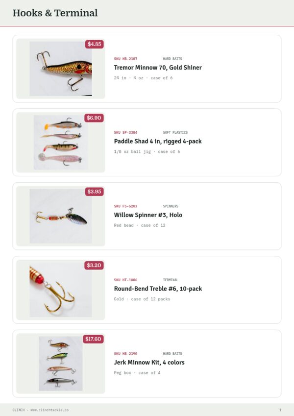 Fishing Premium — product page, Line sheet