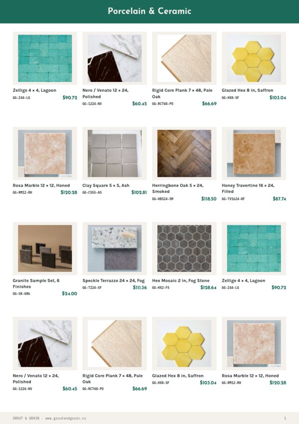 Flooring & Tile Premium — product page, 4 × 4 grid