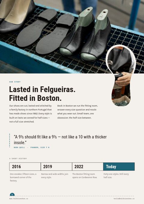 Footwear Premium — Brand Story page