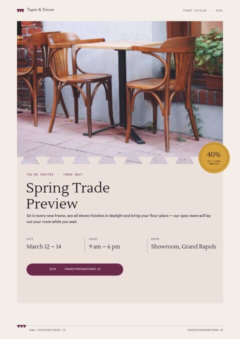 Furniture Premium — Event / Launch page