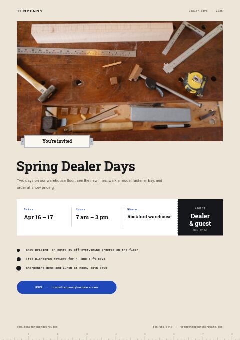 Hardware & Tools Premium — Event / Launch page