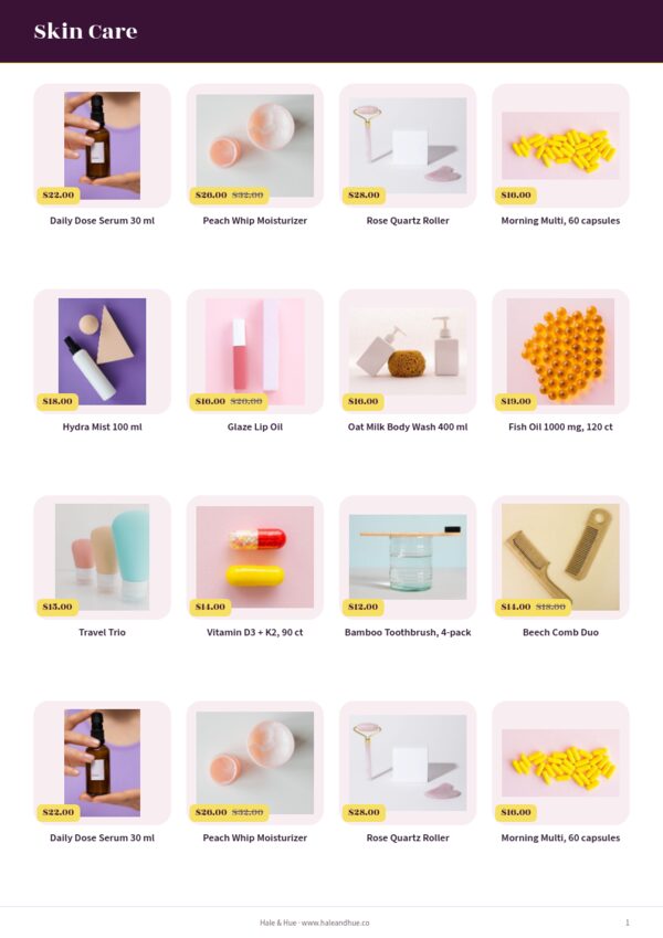 Health & Beauty Premium — product page, 4 × 4 grid