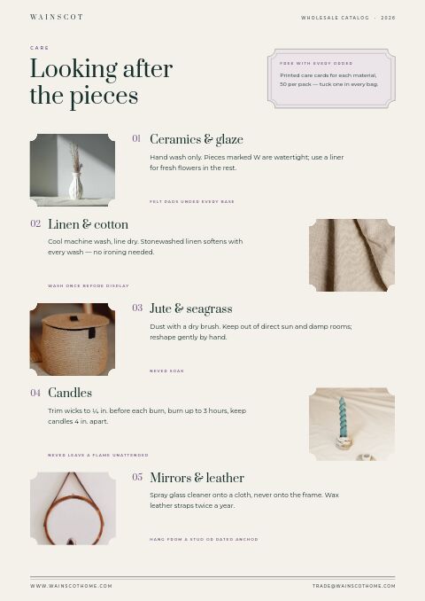 Home Decor Premium — Care Instructions page