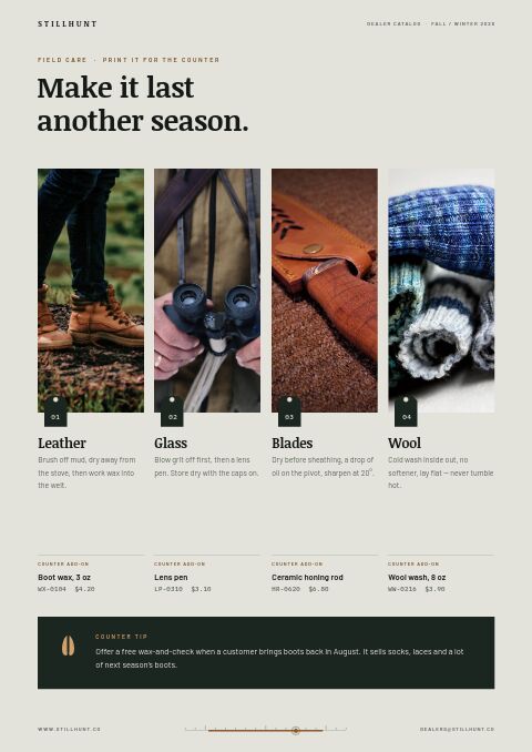 Hunting Premium — Care Instructions page