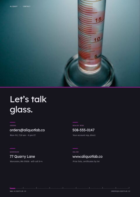 Laboratory Equipment Premium — Contact / Info page