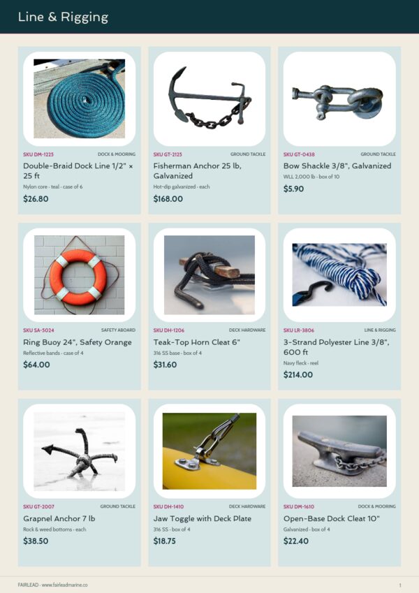 Marine & Boating Premium — product page, 3 × 3 grid