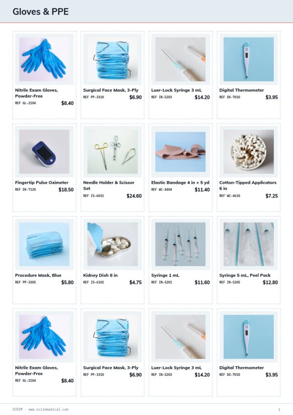 Medical Supplies Premium — product page, 4 × 4 grid