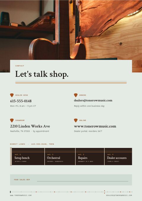 Music & Instruments Premium — Contact / Info page