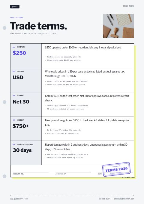 Office Supplies Premium — Notes / Terms page