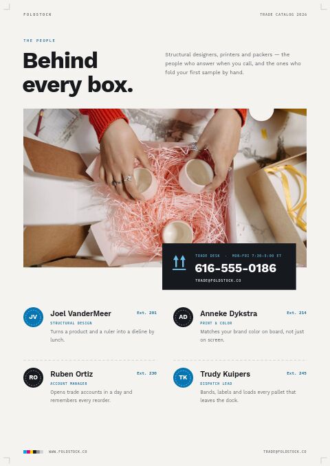 Packaging Premium — Meet the Team page