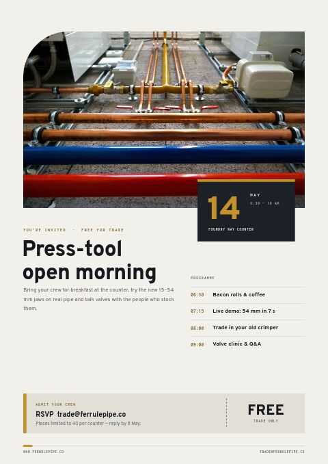 Plumbing Supplies Premium — Event / Launch page