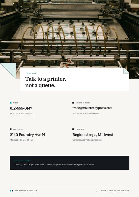 Printing Services Premium — Contact / Info page