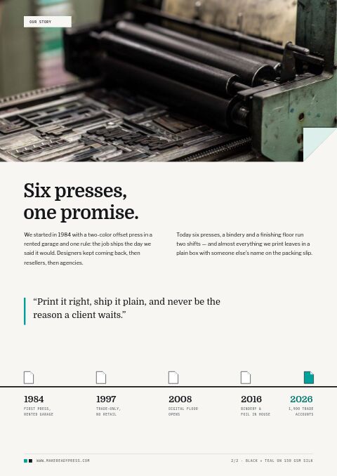 Printing Services Premium — Brand Story page