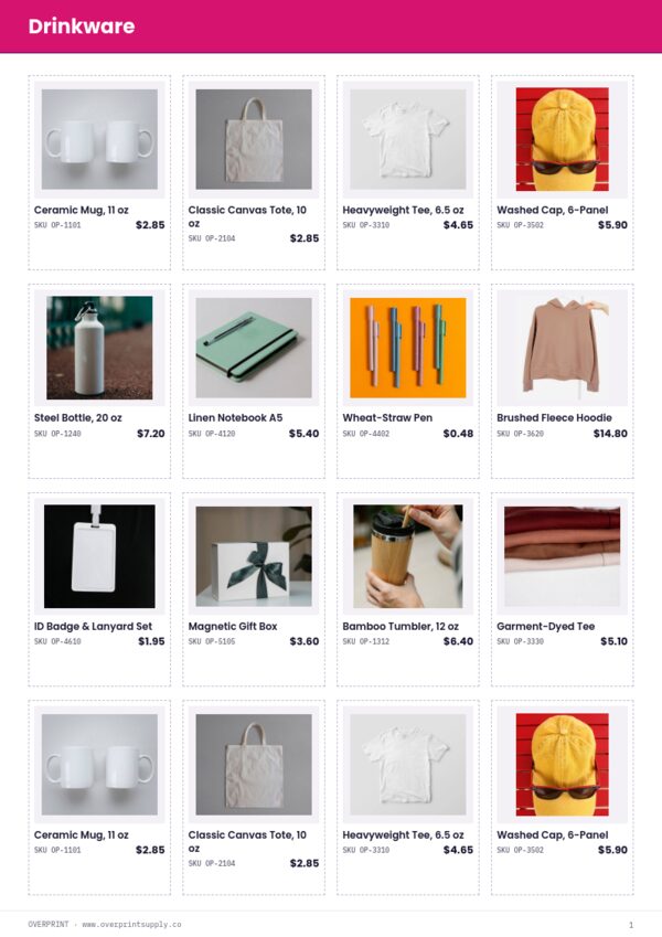 Promotional Products Premium — product page, 4 × 4 grid
