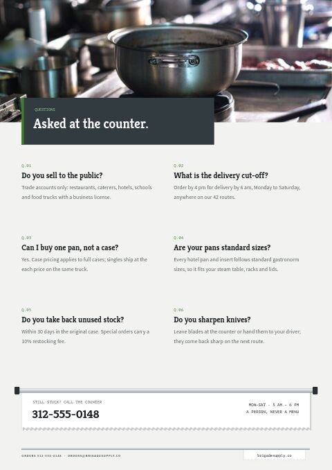 Restaurant Supplies Premium — FAQ page