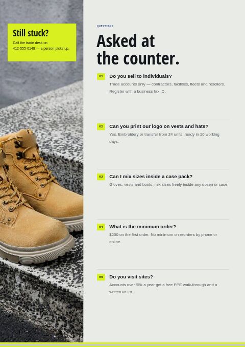Safety Equipment Premium — FAQ page