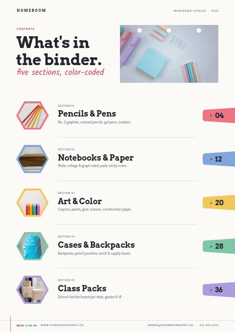 School Supplies Premium — Contents page
