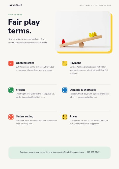 Toys & Games Premium — Notes / Terms page