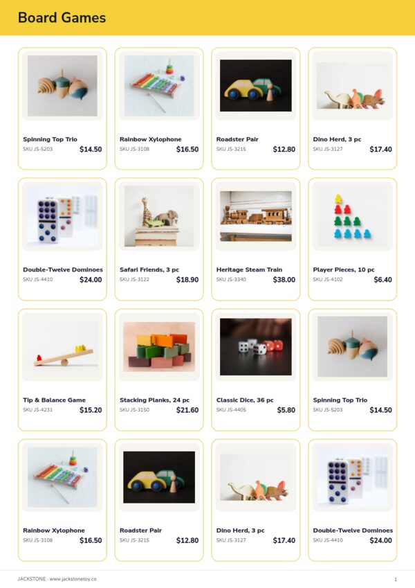Toys & Games Premium — product page, 4 × 4 grid