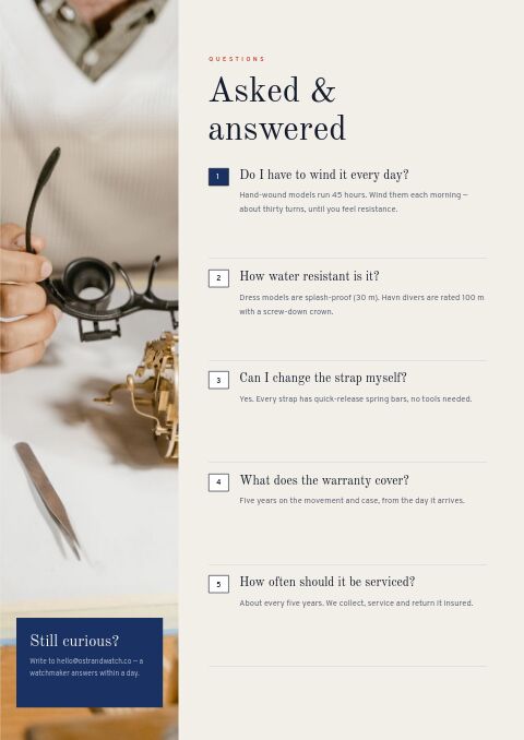 Watches Premium — FAQ page