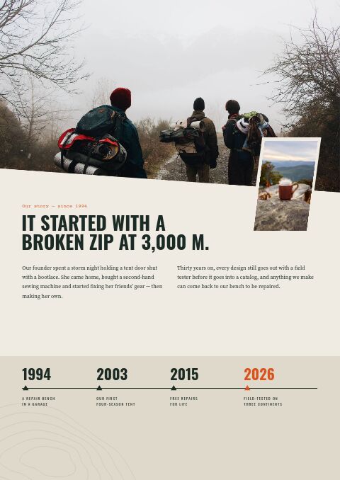 Outdoor & Adventure — Brand Story page